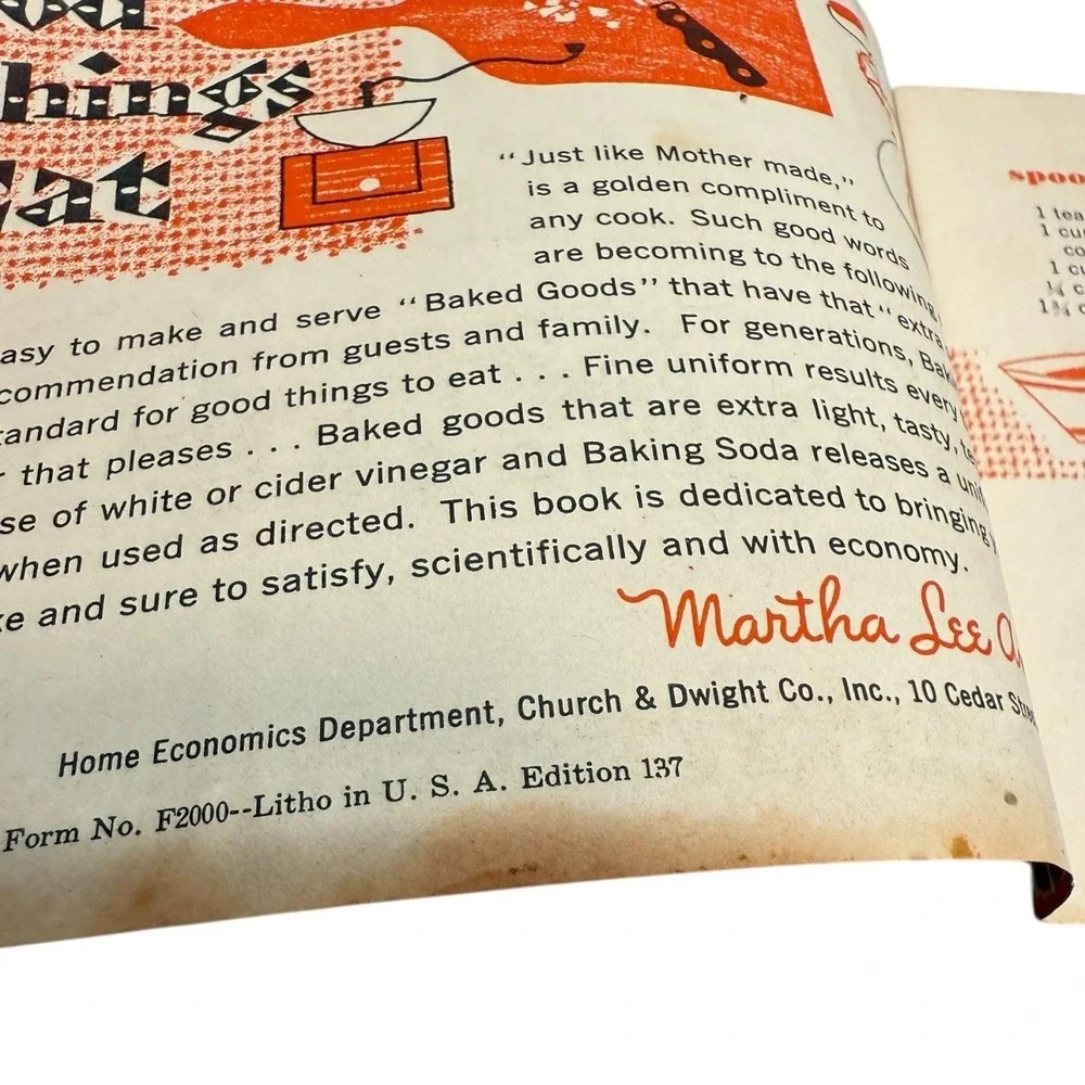VTG 1957 Baking Soda Recipe Booklet Arm & Hammer 1950's Cookbook‎ Recipes Decor